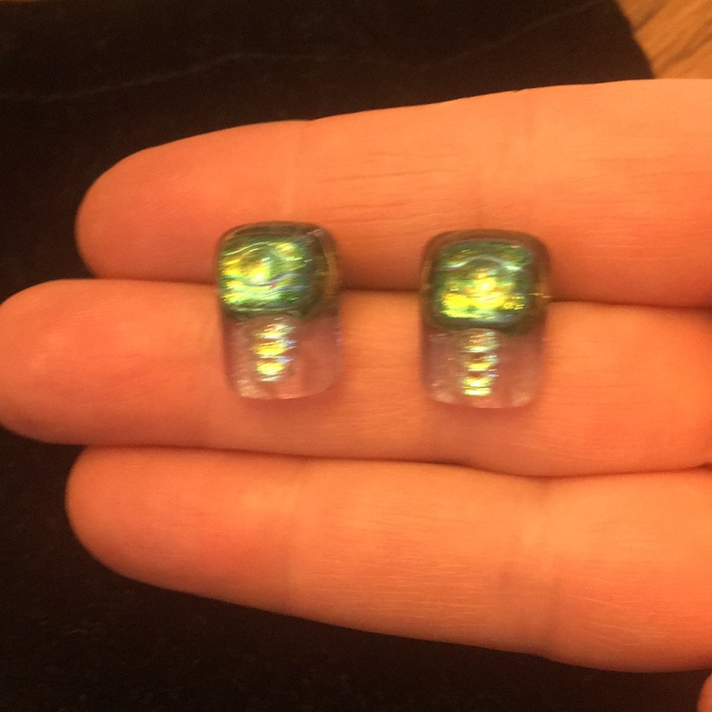 Art glass opalescent earrings